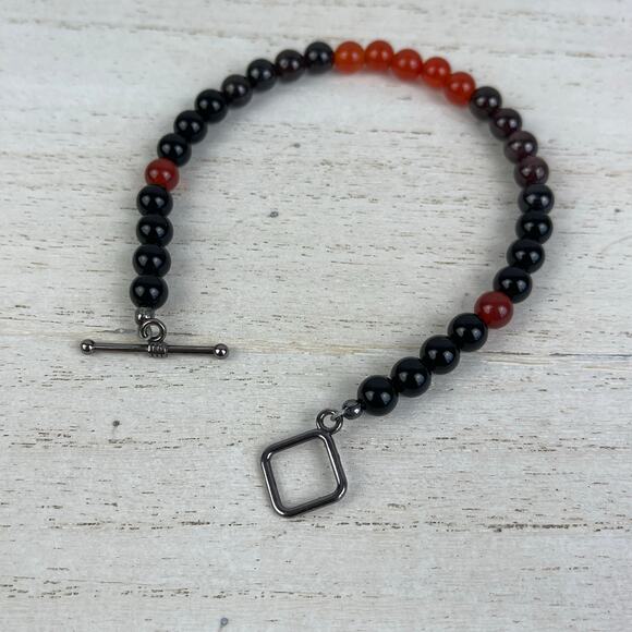 Carnelian Garnet Obsidian Crystal Gemstone Bead Bracelet Handmade - Picture 3 of 16